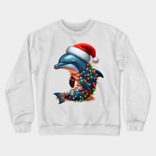 Dolphin Wrapped In Christmas Lights Crewneck Sweatshirt